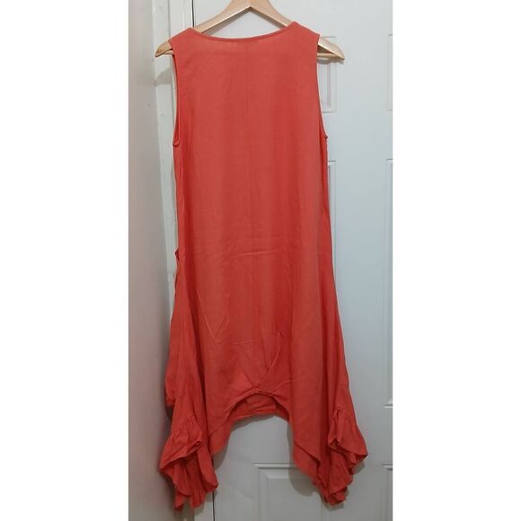For Cynthia womens medium flare linen coral peach shift dress classic capsule - Picture 4 of 7